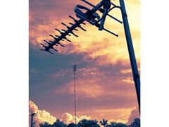 Setting sun behind new digital antenna ashmore Gold Coast Oct 2015